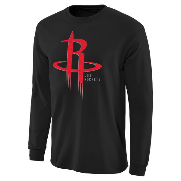 NBA Men Houston Rockets Noches Enebea Long Sleeve TShirt Black->nba t-shirts->Sports Accessory